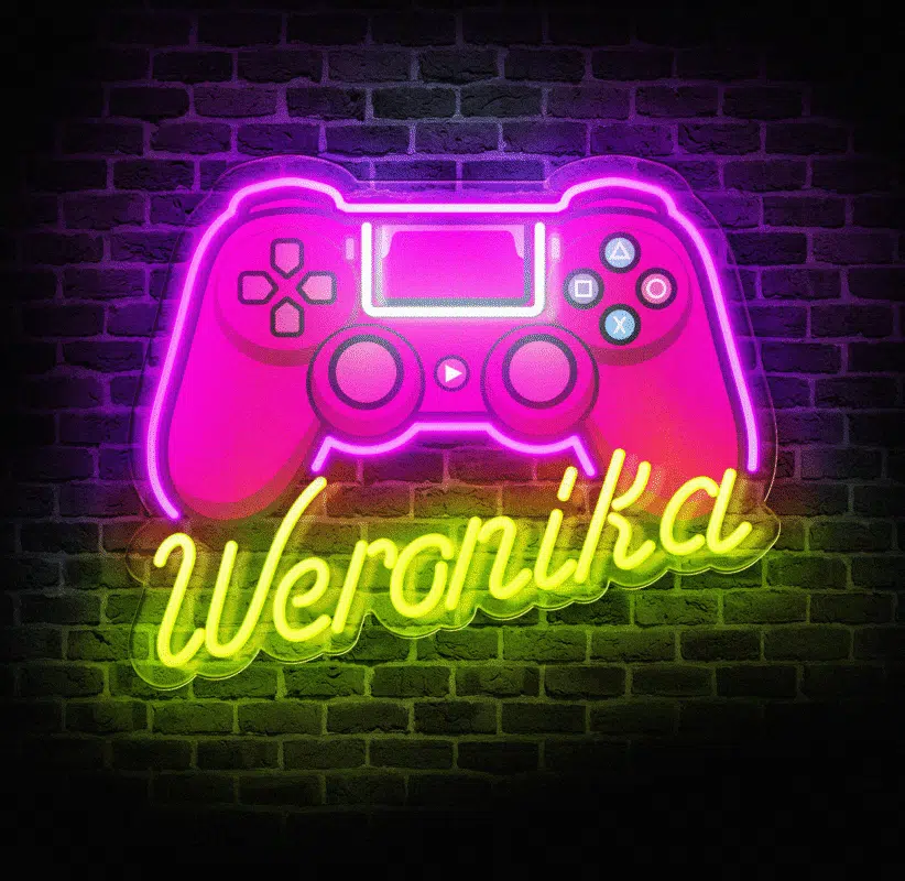 neon gamingowy dla dziewczyny pad LED z imieniem